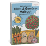Jetzt auf Amazon erhältlich: Mein allererstes Obst- & Gemüse-Malbuch für Kinder ab 2 Jahren. Inklusive 25 Rezeptideen zum Mitkochen.