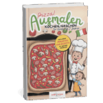 Geschenk für dich: Pizza! Ausmalen, kochen, naschen - Ausmalvorlage für Kinder ab 2 Jahren.